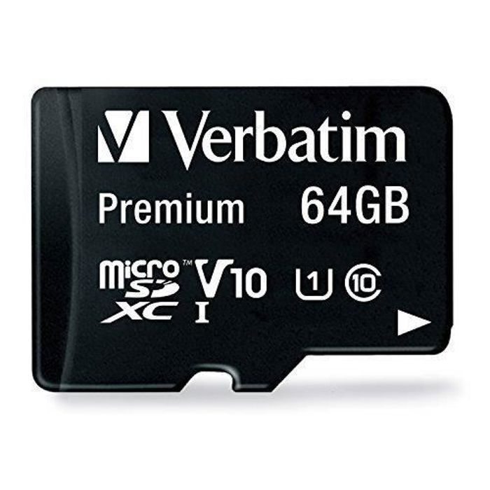 Verbatim 44084 64 Go Carte Mémoire MicroSDXC Classe 10 + Adaptateur Carte SD 44084