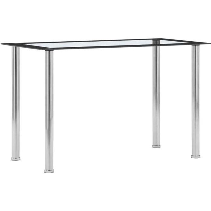 vidaXL Table à dîner Noir et transparent 120x60x75 cm Verre trempé
