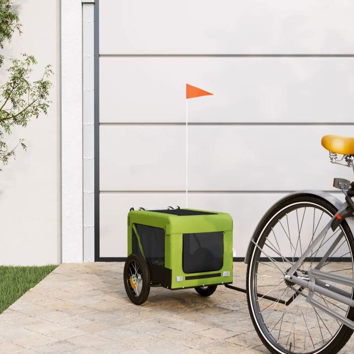 vidaXL Remorque de vélo pour animaux de compagnie vert et noir 93913