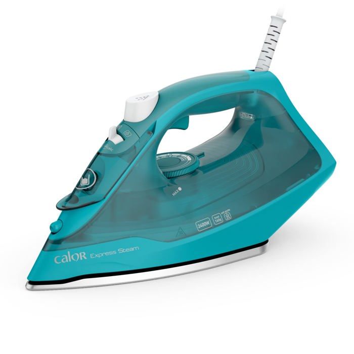 Calor Express Fer à repasser vapeur Débit vapeur continu 40 gmin Fonction pressing 160 gmin Semelle céramique Défroissage vertical FV2851C0