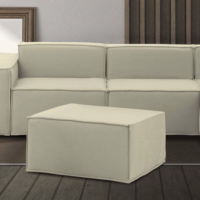 Pouf Dpancar - Dmora - En Tissu - Beige 80x70h43 cm Pouf Dpancar - Dmora - En Tissu - Beige 80x70h43 cm