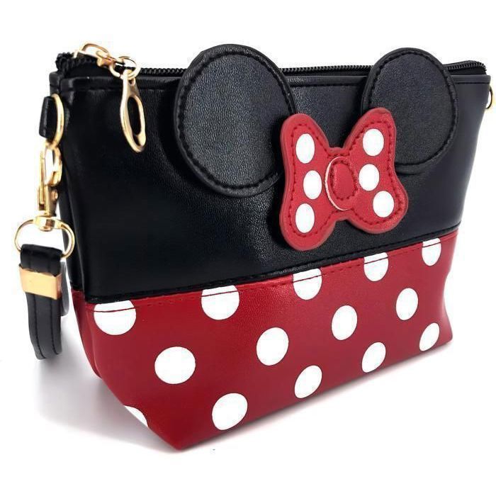 Sac à Main - Enfant - Pochette - Femme - Cuir - Rouge - Noir - Poignée Amovible - Motif - Minnie - 20 x 16 x 6.5 cm Sac à Main - Enfant - Pochette - Femme - Cuir - Rouge - Noir - Poignée Amovible - Motif - Minnie - 20 x 16 x 6.5 cm