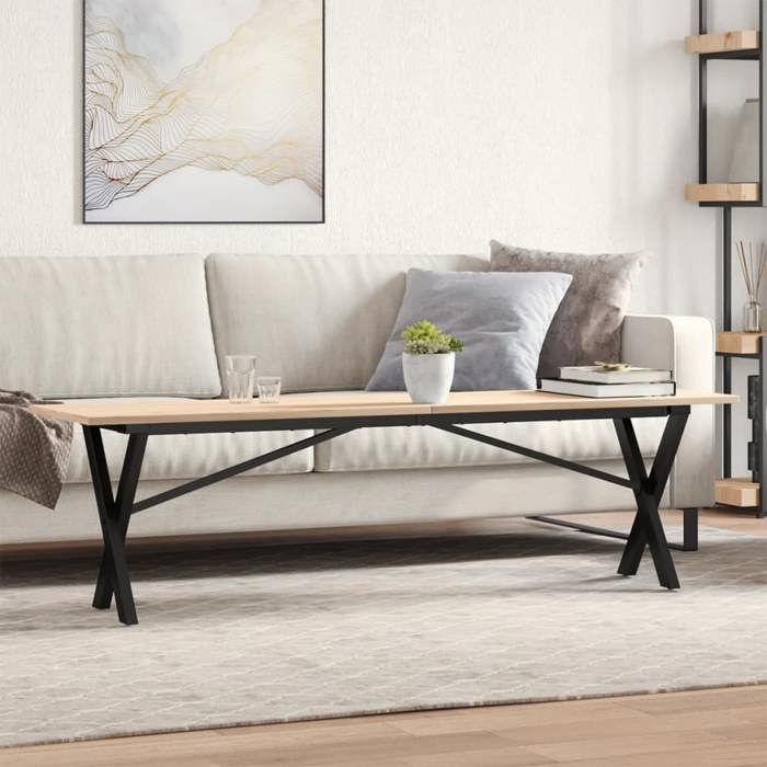 vidaXL Table Basse Cadre en X Table dAppoint Bout de Canapé Meuble de Salon Salle de Séjour 160x40x45 cm Bois de Pin 3282690