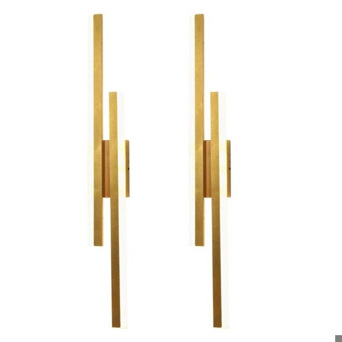 WOTTES Applique Murale Intérieure LED Créative Longue Parallèle Lampe Moderne Lumière neutre Salon Acrylique Luminaire Or 2PCS