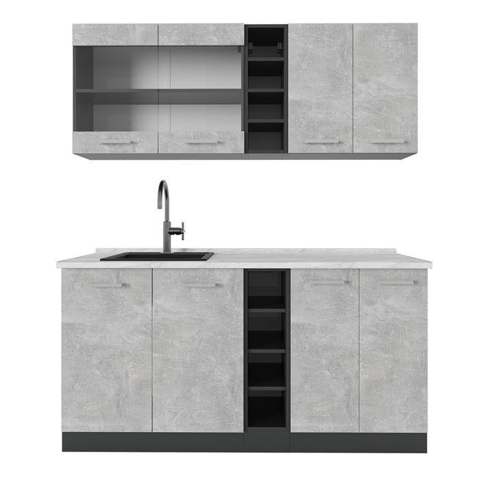 Cuisine R-Line 160cm PT Marbre Béton/Anthracite Vicco 53713 Cuisine R-Line 160cm PT Marbre Béton/Anthracite Vicco 53713