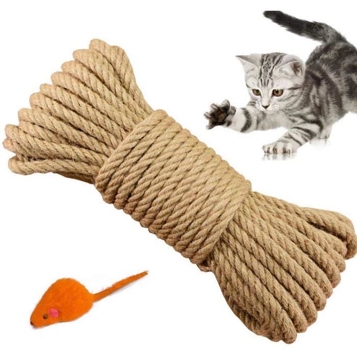 Corde de remplacement en sisal naturel de 6 mm accessoire idéal pour remplacer les poteaux darbre à chat jouet pour souris