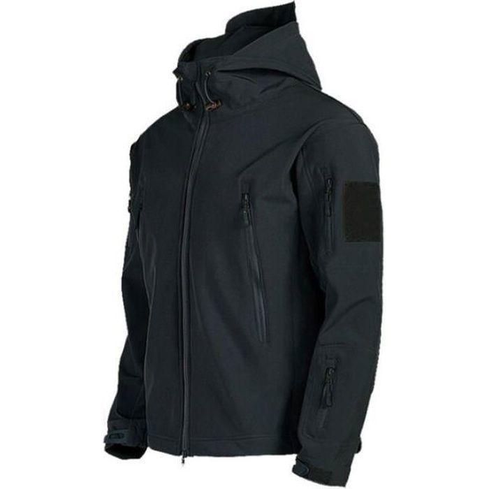 Veste tactique coupe-vent Shark Skin pour homme - ECELEN - Noir Noir#M