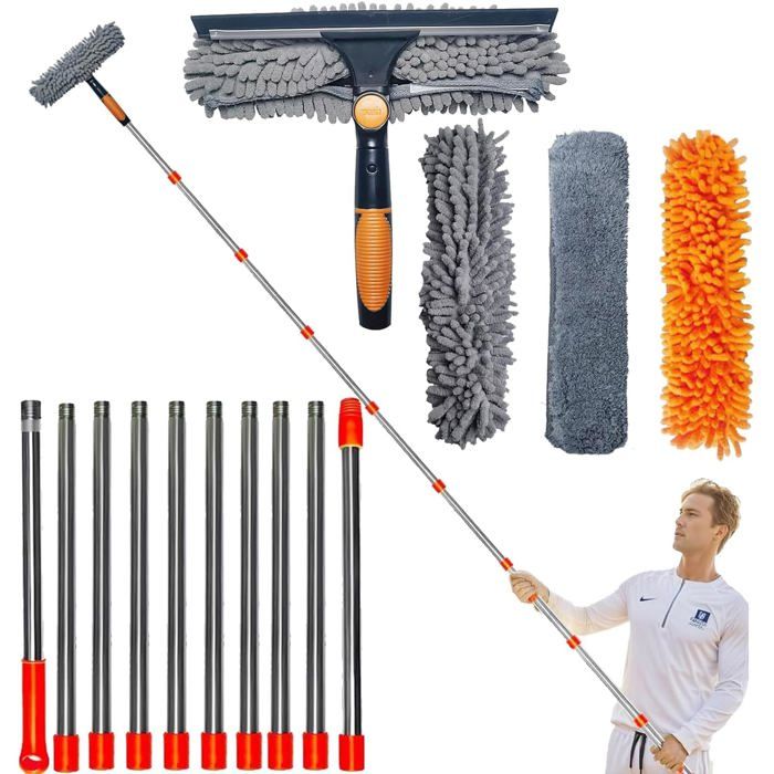 Raclette Vitre Telescopique 2 En 1,Lave-Vitre Télescopique Avec Tête