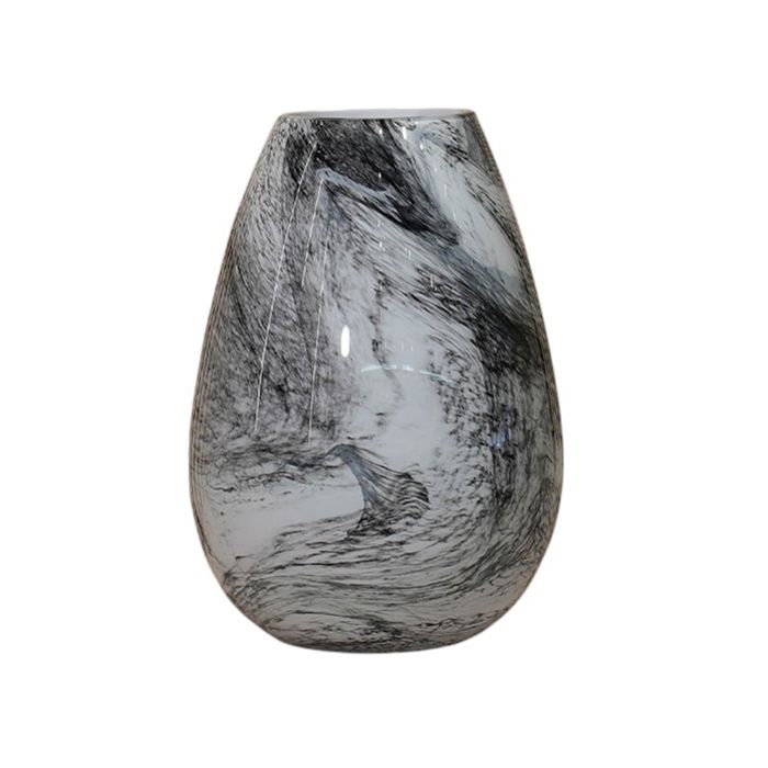 CHELSEA - Vase en verre couleur marbre blanc et noir H24 cm CHELSEA - Vase en verre couleur marbre blanc et noir H24 cm
