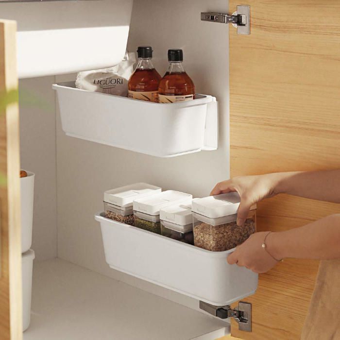Lot de 2 organisateurs coulissants pour placard blanc — tiroirs fins 376×152×112 cm