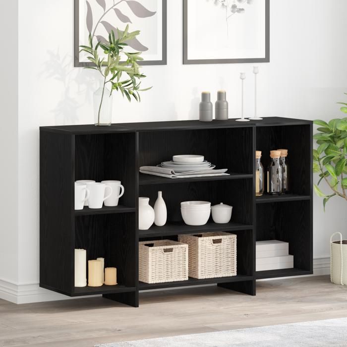 Moderne Commode Armoire Salon - Buffet bahut Chêne noir 120 x 30 x 75 cm Bois dingénierie@FR(3404006)