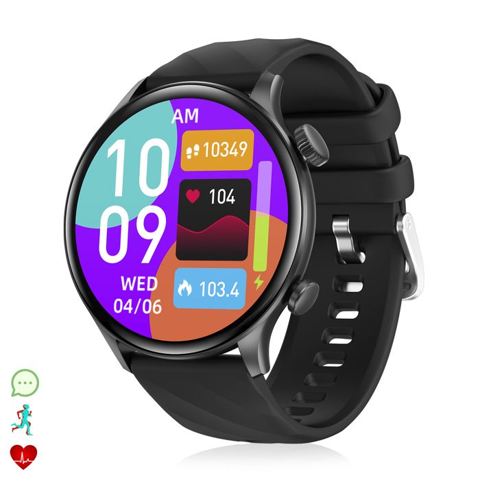 DAM Smartwatch ZW63 avec appels bluetooth thermomètre glucose dans le sang et couronne multifonction. 45x08x48 Cm. Noir DAM Smartwatch ZW63 avec appels bluetooth thermomètre glucose dans le sang et couronne multifonction. 45x08x48 Cm. Noir