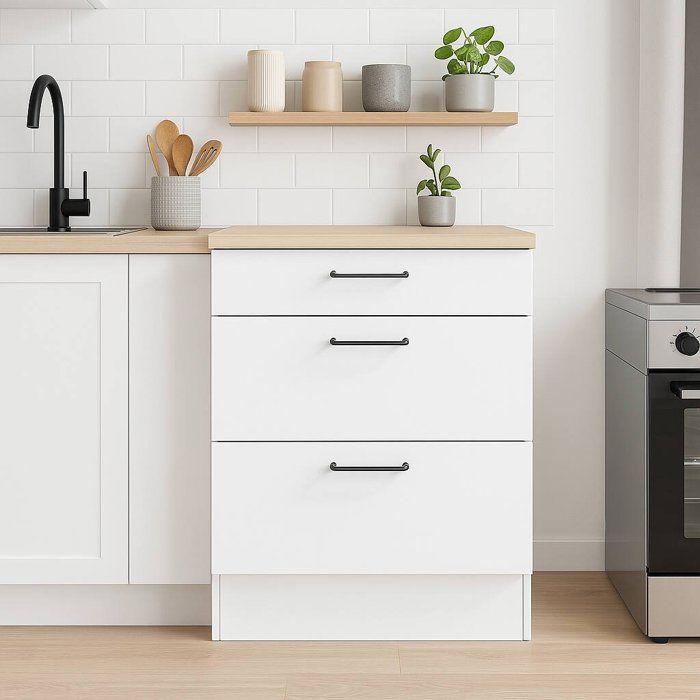 Buffet de Cuisine Sirea Dmora en Bois Mélaminé Blanc 60x60x90h cm Buffet de Cuisine Sirea Dmora en Bois Mélaminé Blanc 60x60x90h cm