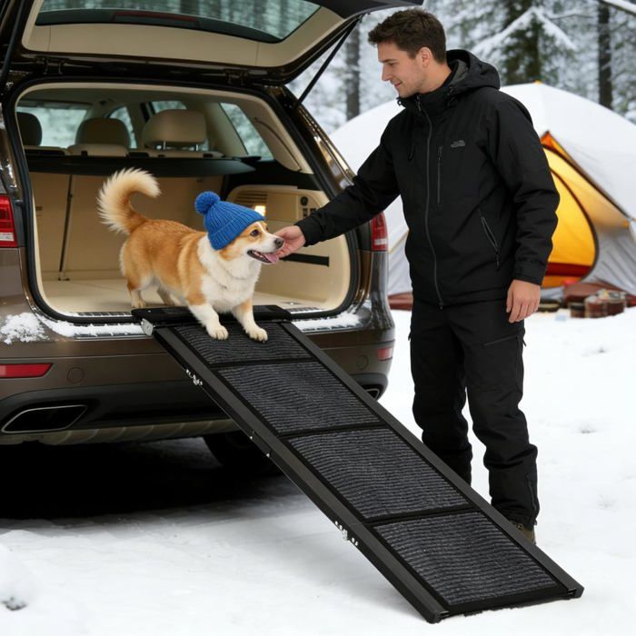 Comparer les prix de Porte-rampe pliable portable-Anti-dérapante&Poignées Latérales-180 X 43 CM-Escalier pour Chiens Âgés&de Grande Taille-Noir