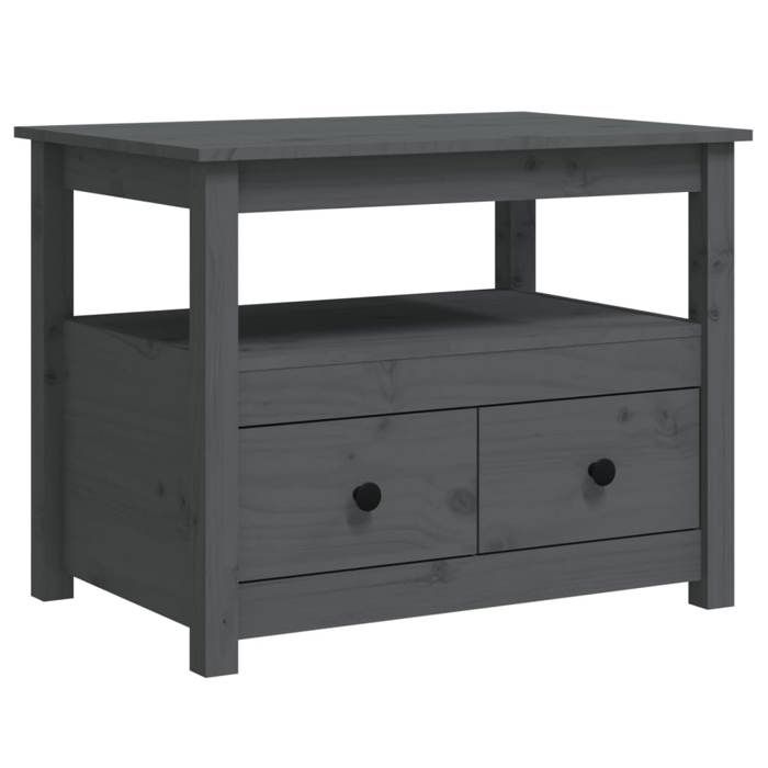 En solde Table à café élégante - UU - Table de Salon - Gris 71x49x55 cm Bois massif de pin L9525