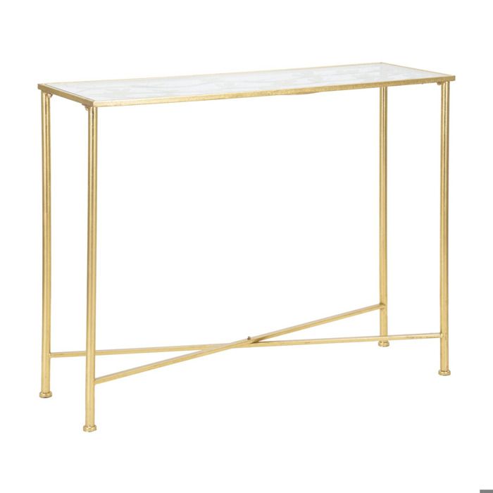 Table haute Super Ø40x80 en fer doré avec plateau miroir - Réf. VK8681847401339