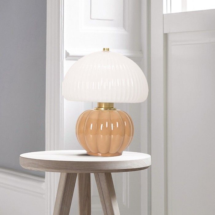 Lampe à poser Madeleine Verre et Céramique coloris Beige