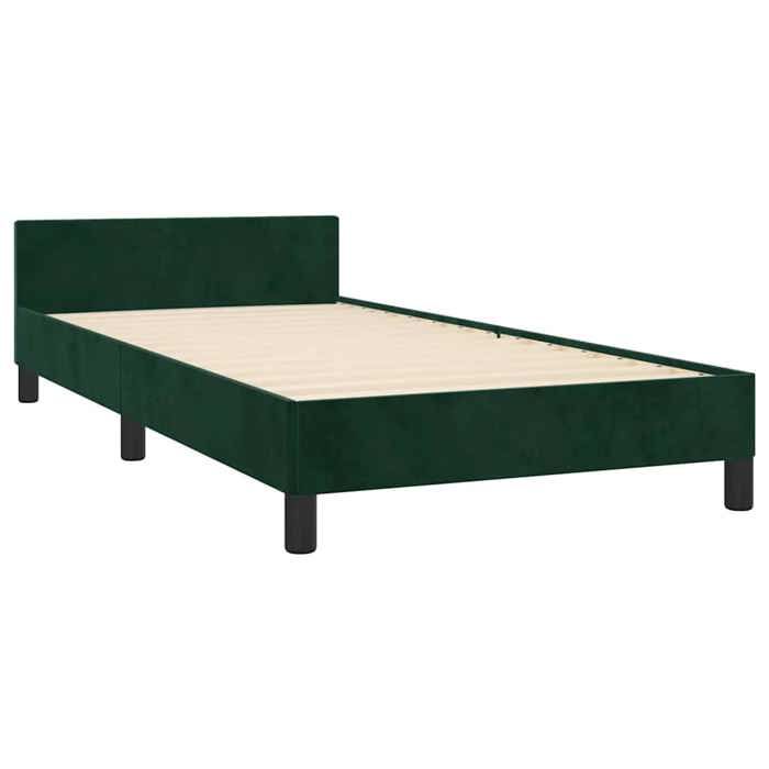 Structure de lit 90x190cm VIDAXL CHIC Cadre de lit chambre sans matelas vert foncé velours L6177