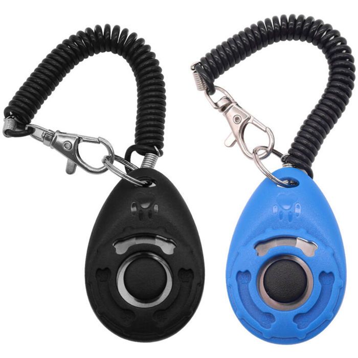 Clicker de dressage pour animaux de compagnie avec bracelet – Clicker de dressage pour chiens (noir et bleu)