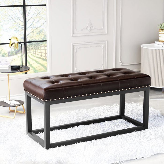 TOPESCT - Meuble dentrée - banc rembourré de style rétro - simili cuir - Convient pour les entrées et le pied du lit (marron)