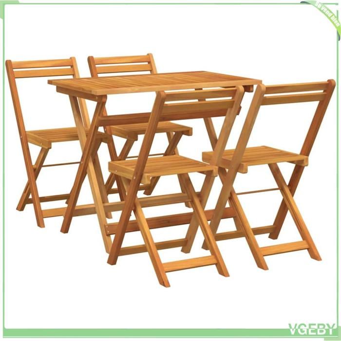 Ensemble bistrot 5 pcs - FAFEICY - 4105503 - Bois dacacia massif - Finition huilée - Chaises pliantes