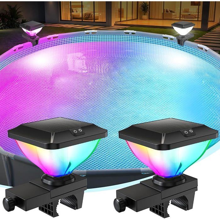 Lumiere Soires pour Piscine Hors Sol à Cadre Lampe Piscine Hors Sol RGB Spectacle de Lumières Haute Luminosité Arrêt 2