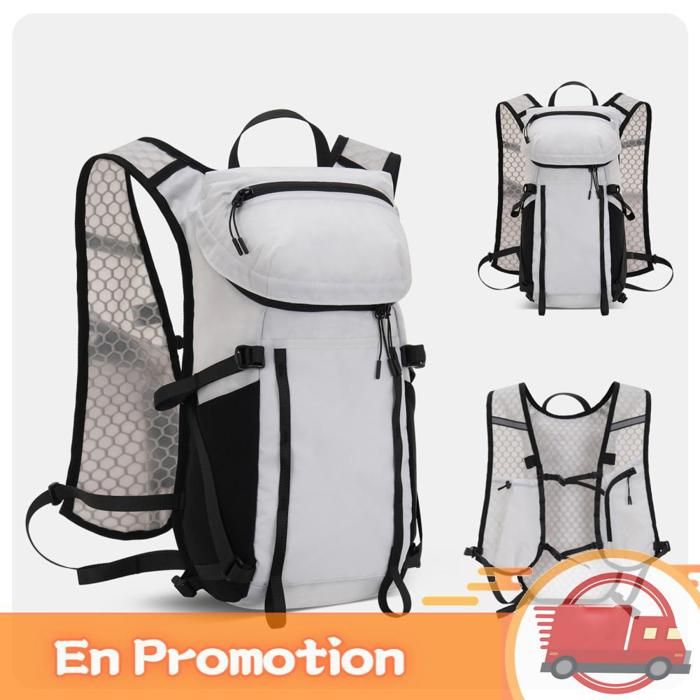 zerone Sac à dos de randonnée Sac à dos dhydratation léger et imperméable pour cyclisme course à pied sport velo Blanc Gris