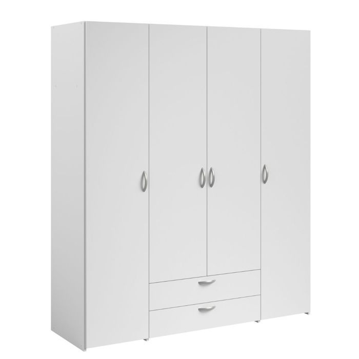 Armoire 4 portes 2 tiroirs blanche - AMAEL Armoire 4 portes 2 tiroirs blanche - AMAEL