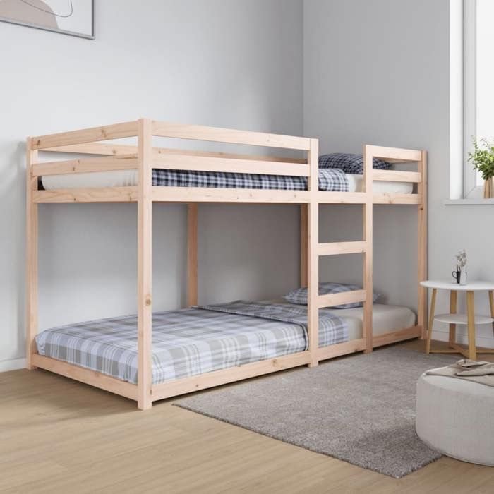 Lit superposé - 1 place - vidaXL - bois de pin massif - sans matelas - 90 x 200 cm@olu67x