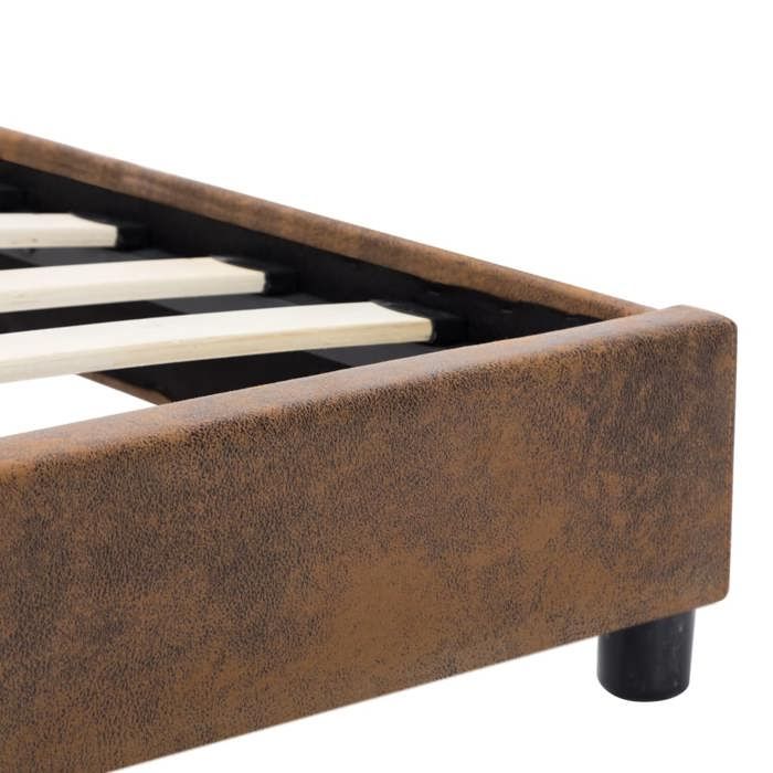 Cadre de lit Marron Similicuir daim 90 x 200 cm_2 ans garantie_18642