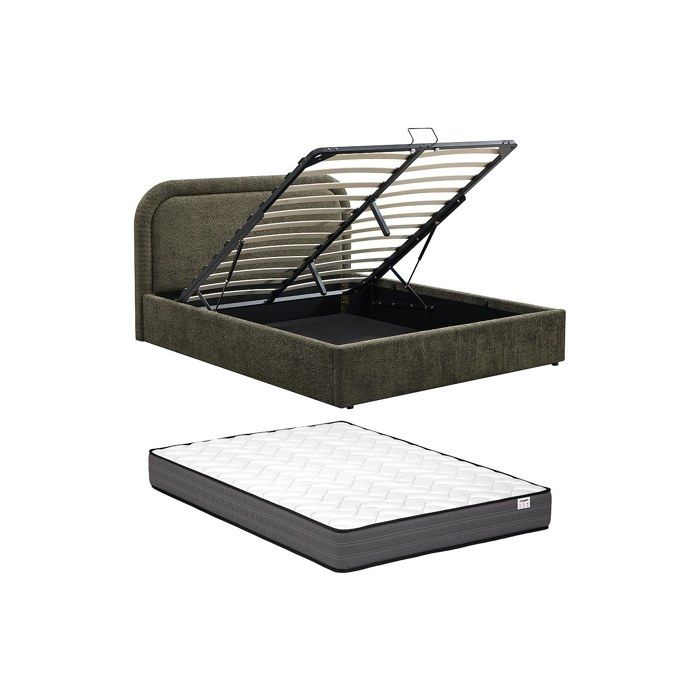 Lit coffre 140 x 190 cm - Tissu bouclette - Vert + Matelas – FIDOZIA