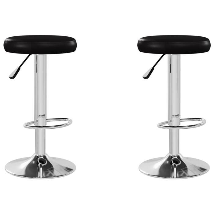 Les SoldesTabourets de bar Tabourets Cuisine - (2 pcs) - 2 personnes - noir similicuir(31x(58-78) cm (diamètrexH)) rli26c