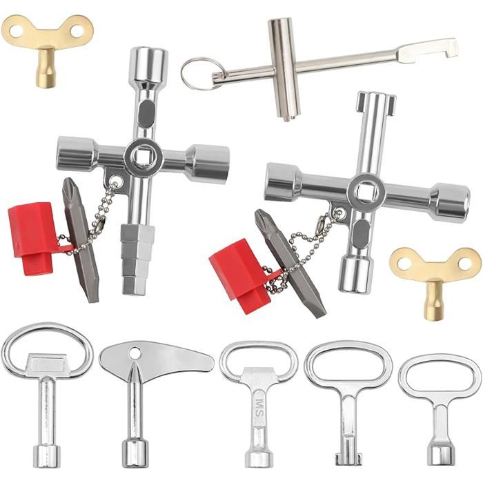 10 Pièces Clef Passe Partout Cle Carre/Armoire Electrique/ Pompier/Universelle Adapté au Compteur électricité au