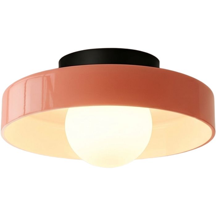 1 x Plafonnier en Verre Ronde 25cm - WOTTES - Moderne Vitrail Lampe de Plafond Luminaire pour Café Cuisine (Rose)