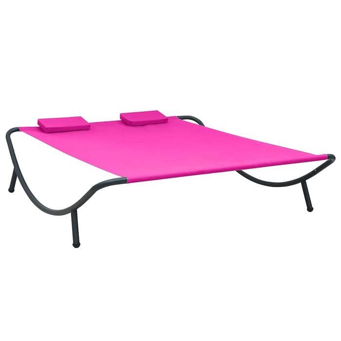 Lit de repos dextérieur tissu rose - Cadre durable - design élégant(7987)