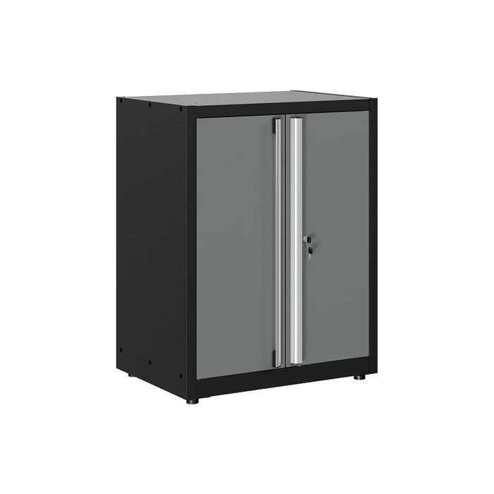 Armoire basse en acier avec 2 portes et 2 étagères - L75 x P53 x H95 cm - Gris anthracite - ATELIOR Armoire basse en acier avec 2 portes et 2 étagères - L75 x P53 x H95 cm - Gris anthracite - ATELIOR
