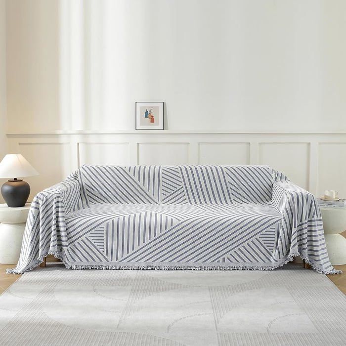 Housse De Canapé 1 Pce180×230CMGris Cir Line  Protection SofaJeté De Canapé 180×230 CM 1 Pce Gris Cir line HOUSSE DE FAUTEUIL