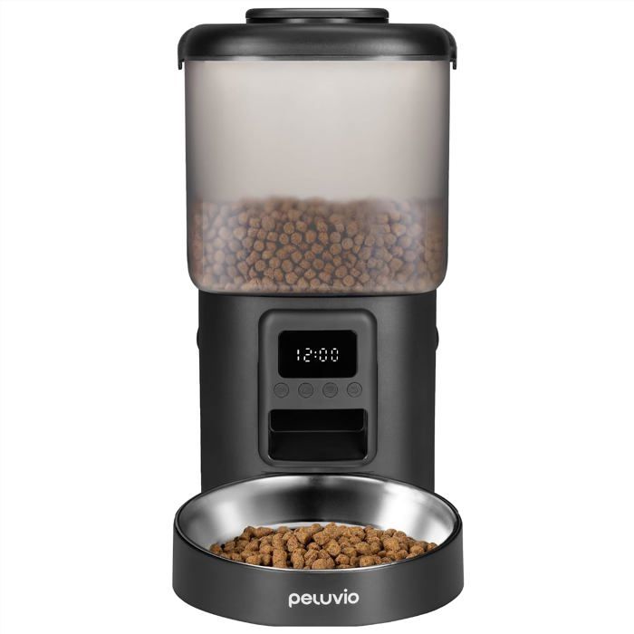 Crispy Distributeur Automatique De Nourriture Pour Chien Avec Minuterie JusquÀ 4 Repas Alimentation De Secours Avec Batteri[Ji49]