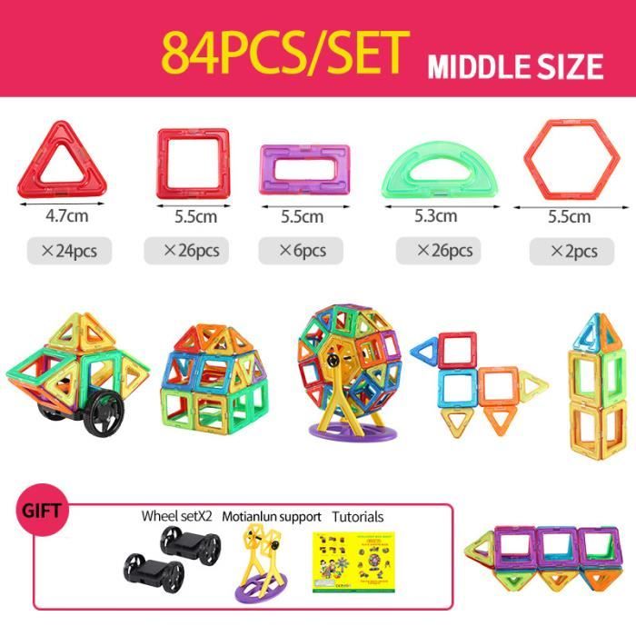 Blocs Magnétiques 42 Pièces – Jouet STEM éducatif Avec Barres, Courbes Et Boules – Dès 2 Ans