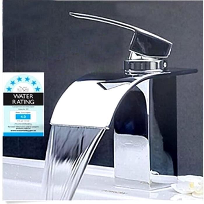 Robinet De Lavabo Cascade En Acier Inoxydable GENBONS - Mitigeur Monocommande, Cartouche Céramique 500 000 Cycles