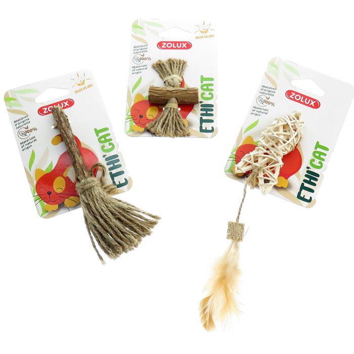 Comparer les prix de Jouets pour chat en Matatabi et rotin - ANIMALLPARADISE - Lot de 3 - Poisson, Noeud, Stick
