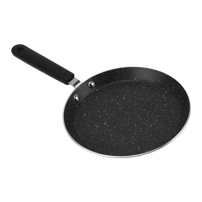 Poêle à Crêpes Antiadhésive 22cm Beige - Alliage Aluminium Manche Bois Induction Gaz