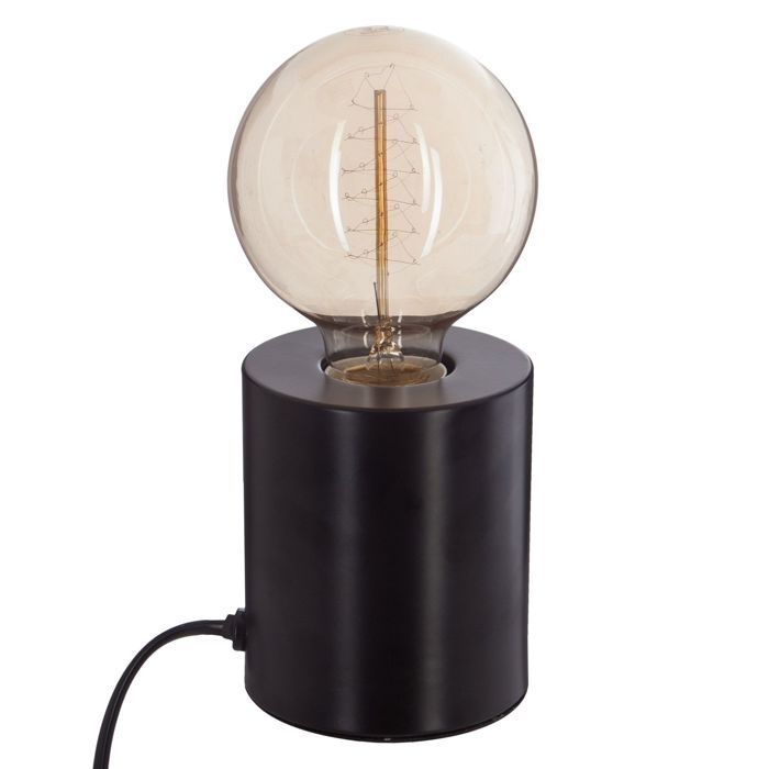 Atmosphera - Lampe à poser en fer Ampoule - H. 10 5 cm - Noir