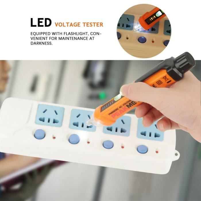 Stylo Testeur De Tension Sans Contact PEAKMETER PM8908C - Détection AC 12-1000V, Lampe Torche, Alarme Sonore Et Lumineuse - 5