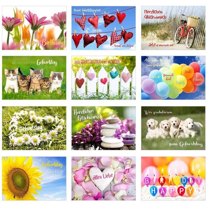 Lot De 12 Cartes D Anniversaire Exclusives Avec Enveloppecarte De Vœux Pour Anniversaire Pour Homme Et Femme Cartes Doubles 276 Cdiscount Beaux Arts Et Loisirs Creatifs