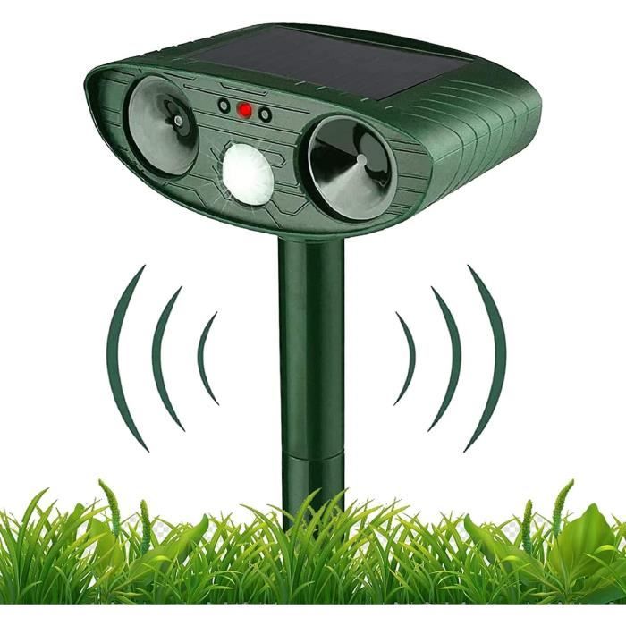 Repulsif Chat Exterieur, Répulsif Chat Ultrason, 3 Modes Repulsif Chat Solaire avec Lumière LED et Détecteur de Mouvement, Étanche IP54 Répulsif Animaux pour Anti Chats Chiens Souris Ratons Oiseaux
