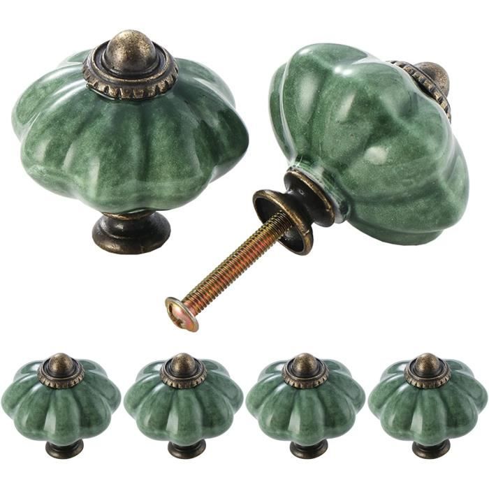 8 Boutons Placard Céramique Gris Rétro - Style Vieilli - Pour Meubles, Tiroirs, Portes - Marque Mango Tree