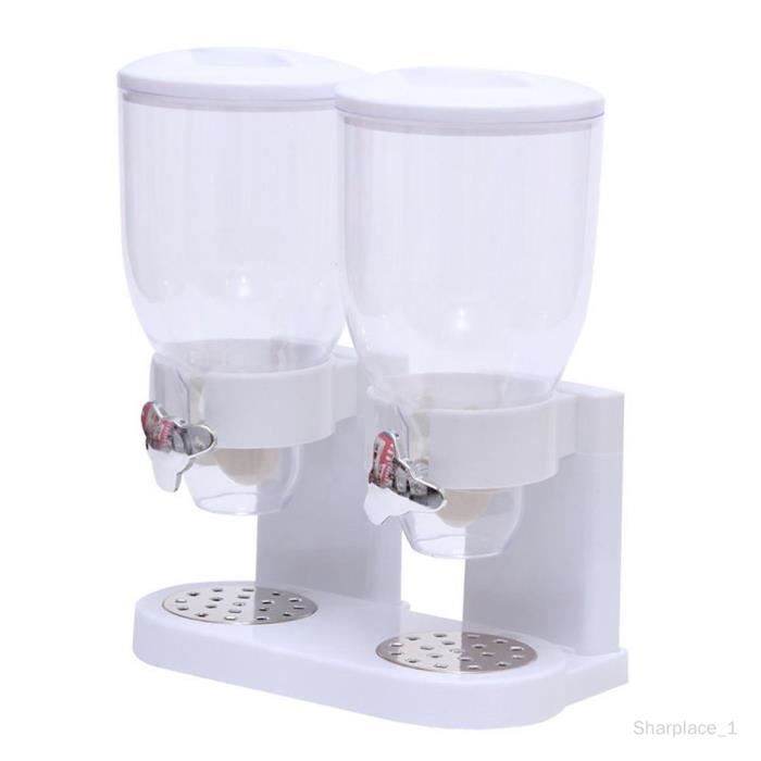 Distributeur de céréales en ABS à double compartiment hermétique, ouverture par rotation, pour aliments secs, blanc. | Leroy Merlin