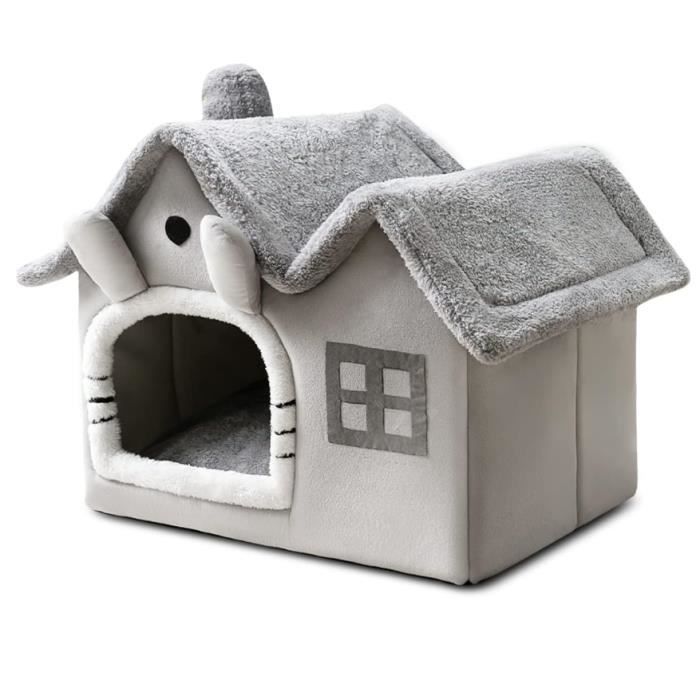 Lit pour animaux - Igloo - S - Gris - Doux et lavable