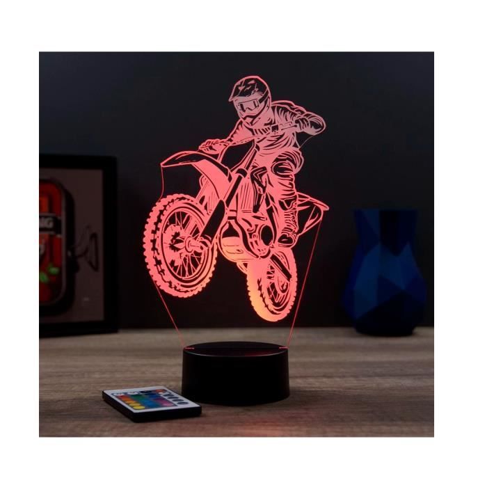 Lampe moto Motocross 2 16 couleurs- lampe de chevet veilleuse illusion pour  idée cadeau anniversaire fête - Cdiscount Maison